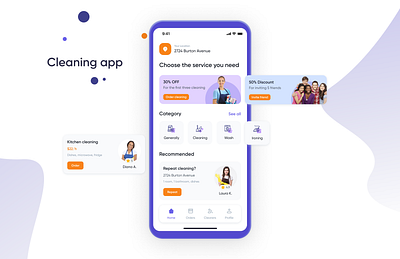 Hop-Hops | Cleaning Service app apartment app clean cleaning clear home ios laundry mobile mobile app order purple service ui ux