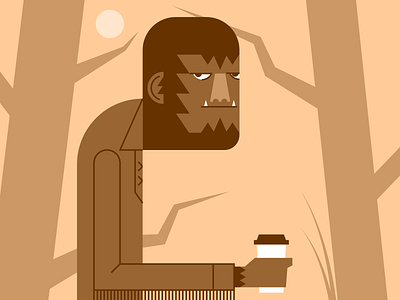 Wolfman Needs Coffee coffee halloween illustraion illustration illustration art illustration digital illustrations ocboter seattle wolfman