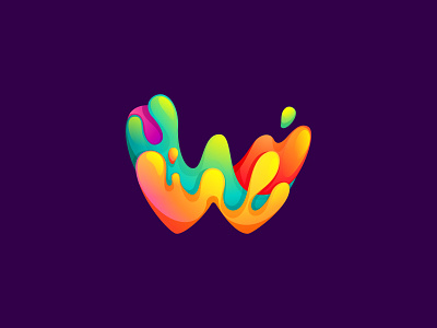 W letter colorful design gradients icon juicy letter logo mark multicolor splash ui
