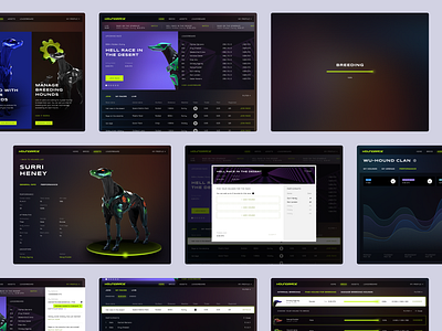 Houndrace — NFT gaming platform bladerunner cyber dark thme enterprise futuristic game interface design gaming navigation nft nft gaming races saas spreadsheet table ui ux web