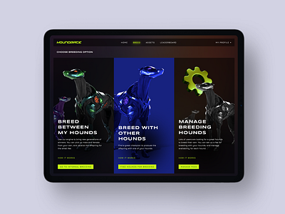 Houndrace — NFT gaming platform bladrunner cyber dark theme enterprise futuristic game interface gaming navigation nft nft gaming races saas spreadsheet taable ui ux web