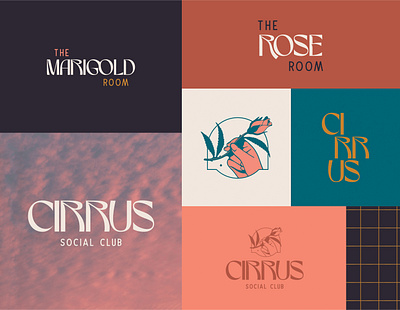 Cirrus Social Club branding brand brand design branding cannabis cannabis lounge color palette illustration logo typography weed