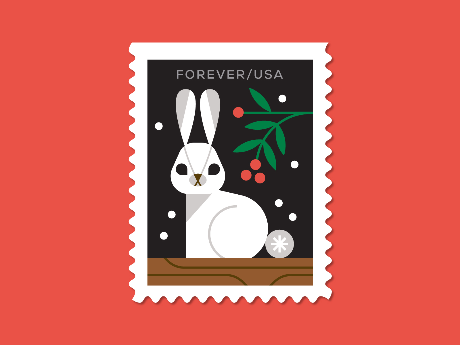 Winter Woodland Animals USPS Forever Postage Stamp 1 Book of 20 US First  Class Seasons Holiday Snow Habitat Gift Wedding Celebration Christmas