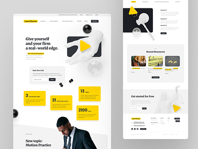 LearnTheLaw 💡 3d figma flat glass hero home home page landing page law lawyer learn learning logo minimal numbers spheres ui ux website yellow