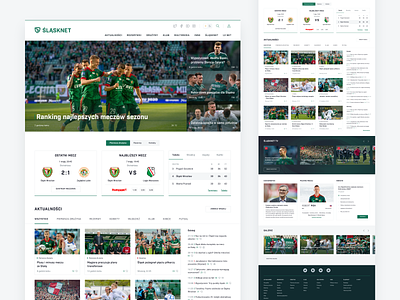 Śląsknet – football club fan page branding clean design desktop fan page football gallery green header league matches news soccer tournament ui web