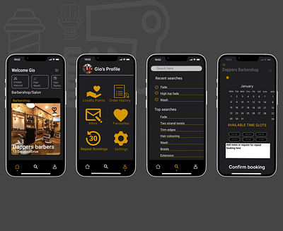 Salon/Barber booking app barbershop graphic design hair and beauty salon ui ux