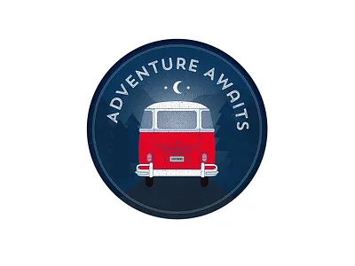 Adventure Awaits adventure illustration nature outdoors roadtrip typography volkswagon vwbus