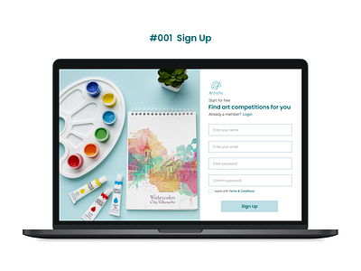 Daily UI #001 Sign up page art art competiton dailyui design graphic design interactiondesign sign up signup typography ui webpage
