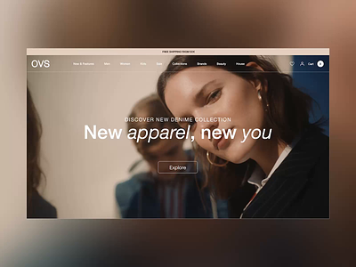 Fashion Store Homepage - OVS Concept animation carousel design desktop detail ecommerce editorial fashion figma grids interaction interface layout parallax principle store transition typography web website