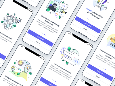 iOS Onboarding Splash Screens ios onboarding mobile mobile onboarding mobile splash screen mobile ui onboarding perpetua perpetua mobile sign in sign up ui