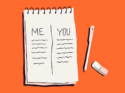 Illustration for We Know You 2d illustration article article illustration color colorful digital art editorial illustration illustration list medium illustration note pad notepad notes orange pen and paper procreate writting