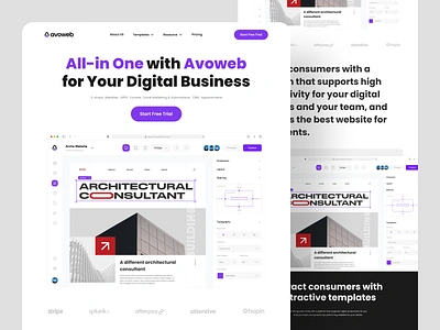 Avoweb - Website Builder Landing Page build builder clean homepage landingpage ui ui design uiux ux web web builder web design webdevelopment webflow webpage website website builder website concept website creator website design