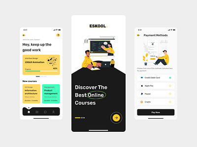 E-Learning - Mobile App Design course design e learning ecourse education education app elearning learning learning app learning platform minimalist mobile app online class online course online learning online school student study uiux uiux design