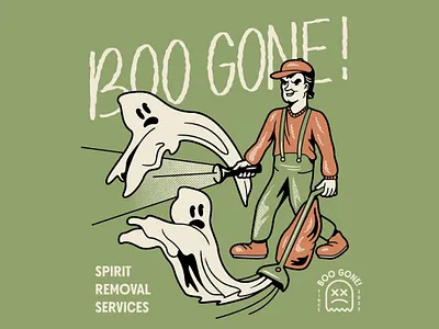 Boo Gone! design doodle drawing ghost halloween illustration logo typography vacuum vector