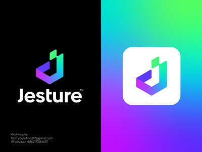 Jesture Logo Brand Identity Design | Technology Logo Concept a b c d e f g h i j k l m n brand identity brand style branding flat logo gradient logo icon j logo letter design logo logo design logo designer logos logotype minimalist logo modern logo o p q r s t u v w x y z tech logo technology vector