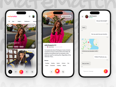 MateMatch app design app ui dating dating app dating app ui dating app ux mobile design product design tinder ui ui design user interface ux design