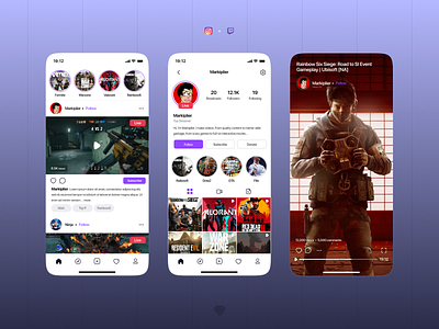 Instawich - Instagram & Twitch | Design Challenge app design challenge creative designwich game gamer instagram player playstation ps5 sony tiktok twitch ui design xbox