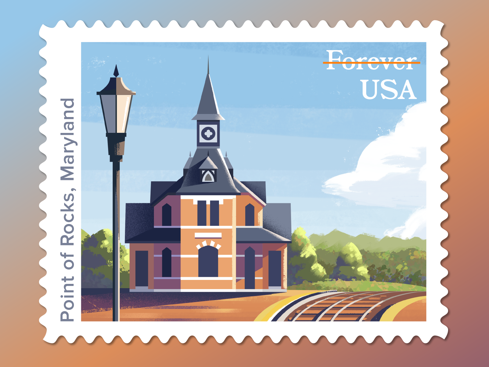 USPS Stamp Point of Rocks Station by Down the Street on Dribbble