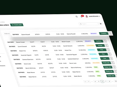 Porterage admin card design list management navigation product table ui