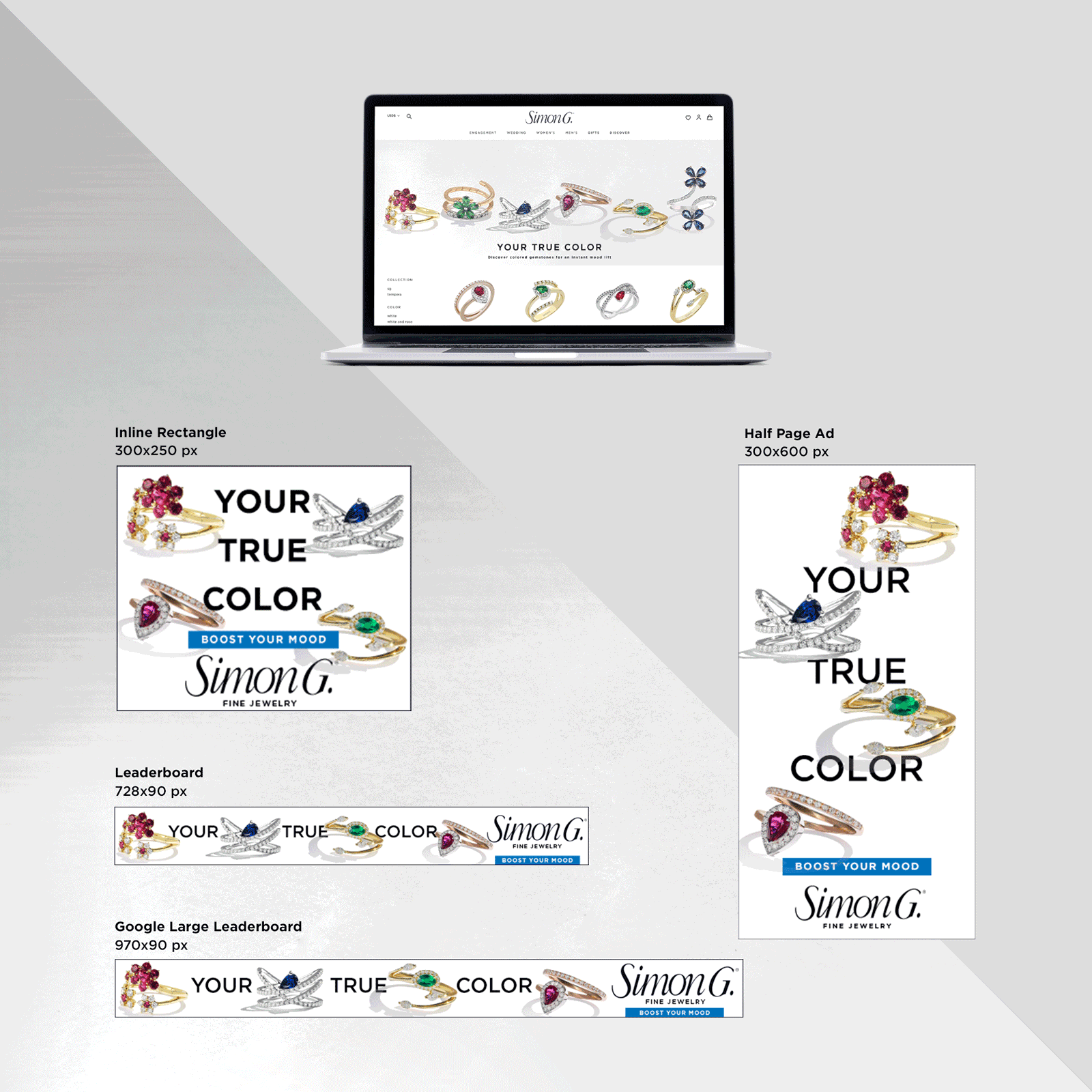 Hearst CoLab Web Banners banner colab digital banner fashion graphic design hearst jewelry web banner