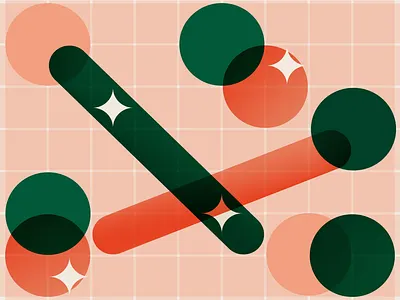 Trust // CHELCHA adobe illustrator blend mode blending circles complementary colors complementary colours design digital art geometric gradient graphic design green grid illustration illustrator line work pink red shapes trust