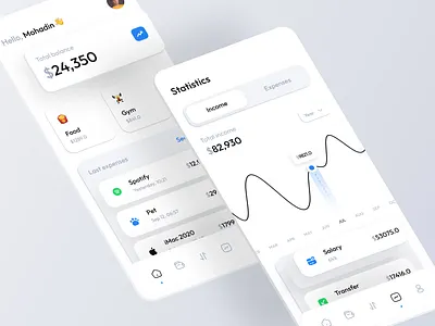 💸 Finance Mobile Application app bank banking budget clean design finance financial investment minimal money payment savings spend spendings transaction ui user interface ux wallet