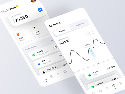 💸 Finance Mobile Application app bank banking budget clean design finance financial investment minimal money payment savings spend spendings transaction ui user interface ux wallet