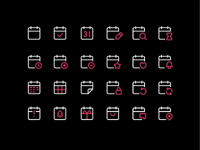 Calendar Icons calendar calendar app christmas christmas tree date day design gift icon icon set iconography icons illustration line shopping shopping bag time ui user interface