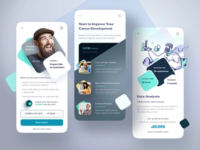 Training Program App. app app design card clean college education illustration mobile mobile app mobile design online course profile student study teacher training tutor ui university