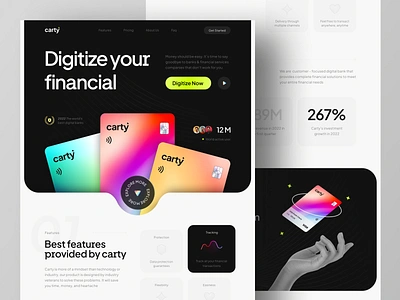 Carty - Digital Banking Landing Page Website bank bank card banking banking app design digital banking finance finance app financial fintech home page landing page mobile banking money ui ux web web design website website design