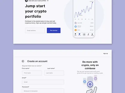 coinbase Sign up (Decentralized Exchange) design figma ui uiux web design