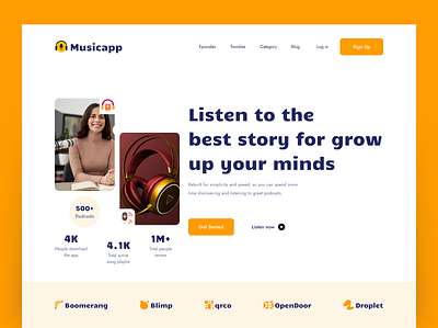 Podcast Landing Page audio homepage kitty uix landing landing page landingpage mockup page podcast platform podcasting saas website site spotify saas talk show ui uiuxdesign ux web design website website design