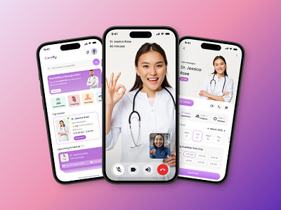 Careify – Smart Telemedicine App UI 3d bookappointment healthcare healthcareapp mobileuidesign ui uidesign