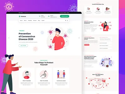 Korona - Medical Prevention & Sanitizing Services Web Design branding business design doctors hospital illustration logo medical medical advises modern pest control pest control services portfolio sanitation sanitizing sanitizing services services ui ux vector