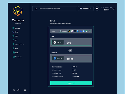 Tartarus protocol: Swap blockchain crypto defi design ui