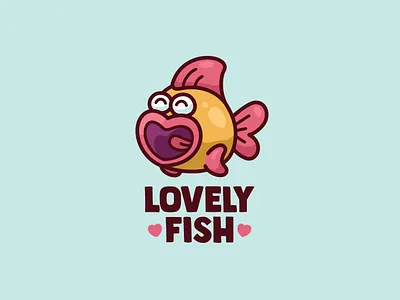Lovely Fish animal branding character cute fish heart illustration logo love mascot unused