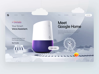 Google Smart Assistant Concept 3d animation concept device gadget google house inspiration integration motion remote remote control smart smart home ui ux voice assistant voice control web web design