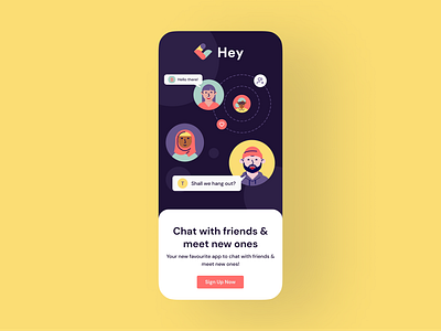 Hey Chat - Chat & Messenger App app design landing page design mobile app mobile app design mobile landing page ui design uiux design ux design