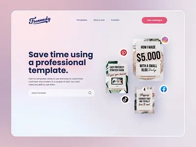 Trennndy - Social media templates for sell gradient graphic design home homepage illustration minimal social media ui webpage website