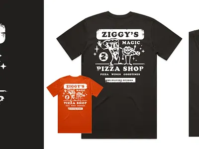 Ziggy's Magic Pizza Shop character chicken creepy delivery food grunge illustration magic pizza retro shirt shop tshirt vintage wing