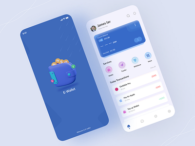 E-Wallet App app app design bitcoin clean cryptocurrency design e wallet fintech app logo mobile banking money payment app product design ui uiux ux wallet wallet app