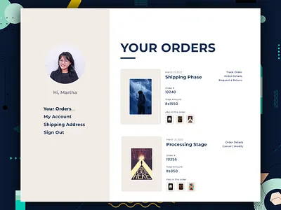 My Orders dashboard layout minimal modern design typography ui ux web design