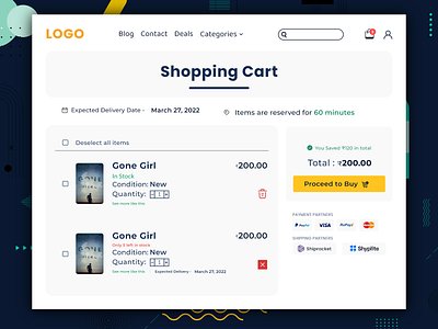 Shopping Cart cart layout modern design partners shopping cart typography ui ux web design