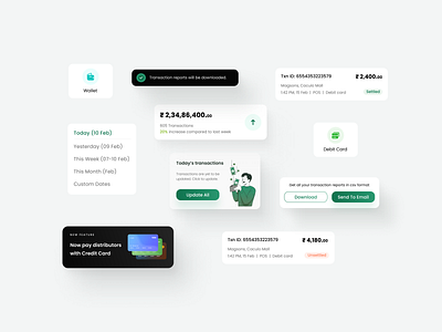 Transactions components app app design b2b banners cards components dashboard debit cards finance fintech illustrations payment pinelabs tags toast transactions ui ui design ux