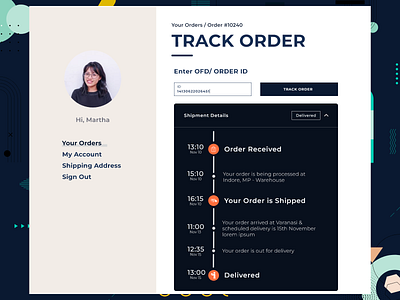 Track Order layout modern design track order tracking typography ui ux web design