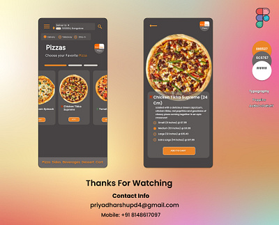 Pizza Mobile App UI Design app design figma illustration logo pizza app design ui