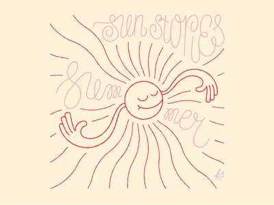 Sun Stories: Summer cute hand drawn heat illustration lettering red script summer sun stories sunshine texture vector