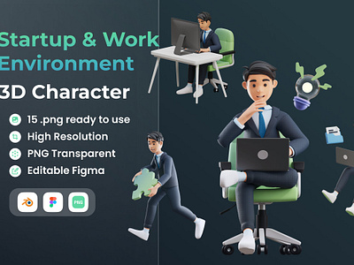 Startup & Work 3D Illustration