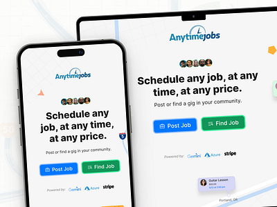 Anytime AI – Smart Job Platform with AI-Powered Recruitment ai job platform ai saas landing page landing page ui design web app webapp whtie blue color webstie design