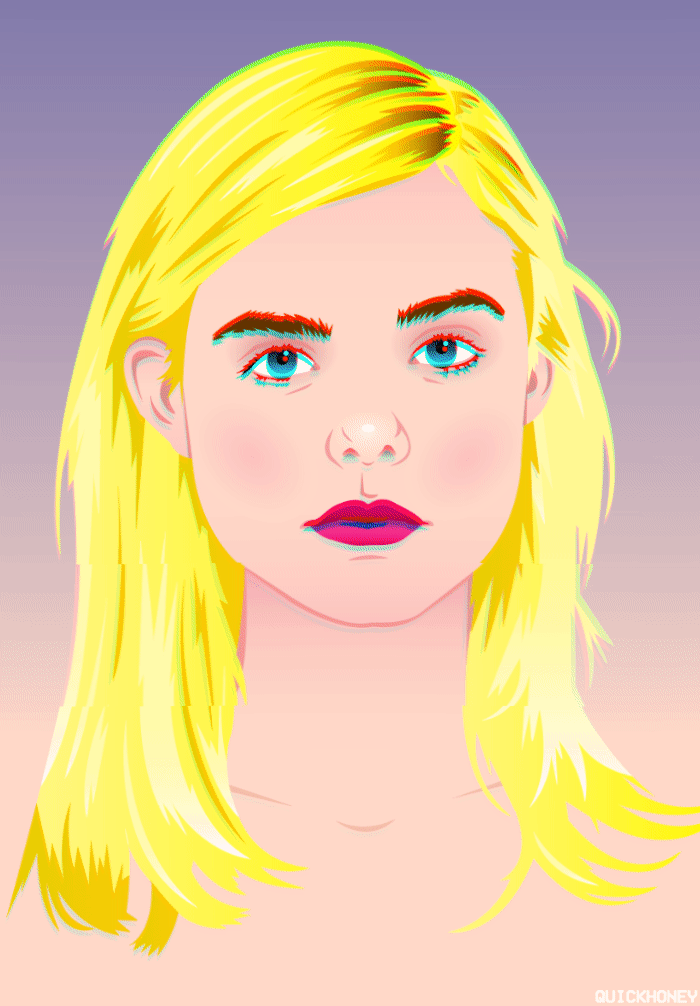 Elle Fanning bad mood design elle fanning illustration pixel art portrait quickhopney vector